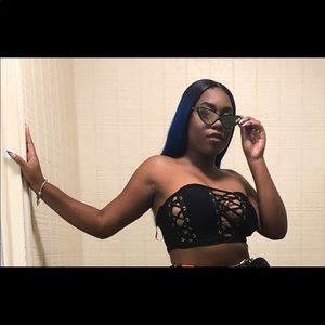 Black lace up tube top